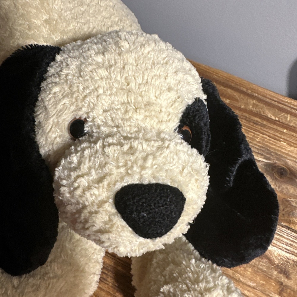 Gund Plush Peanut the Floppy Dog Spotted Eye Puppy Stuffed Animal Plaid Bow 18" - Picture 2 of 10